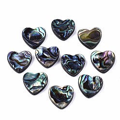 Colorful Natural Abalone Shell/Paua Shell Beads, Heart, Colorful, 15x15.5x3.5mm, Hole: 1mm