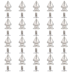 Платина 50шт. шипы из цинкового сплава с винтовым креплением, с винтом 20 шт., для поделок крутой заклепки панк, платина, 13.5x7.5x9 мм, отверстие : 2 мм