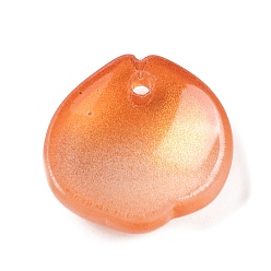 Dark Orange Two Tone Glass Pendants, Peony Petaline Charms, Dark Orange, 17x17x5mm, Hole: 1.6mm