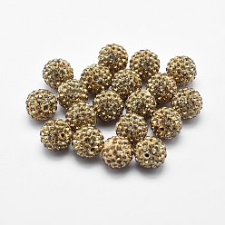 Светлый Колорадский Топаз Ручной полимерной глины шариков Rhinestone, круглые, lt.col.topaz, 10 мм, отверстие : 1.5 мм