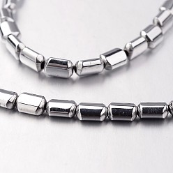 Plata Plateada Electroplate hematites sintética hebras de perlas no magnéticas, Rectángulo, Plata Plateada, 6x4x3 mm, agujero: 1 mm, sobre 67 unidades / cadena, 15.7 pulgada