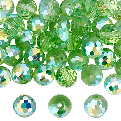 Светло-зеленый 80стеклянные бусины с цветным покрытием AB, граненые круглые, светло-зеленый, 10x9 мм, отверстие : 1.5 мм