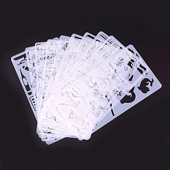 White Kids Cartoon Plastic Hollow Drawing Stencil, Reusable Drawing Template For Kids DIY Scrapbooking, School Projects, White, 17.6x9.6x0.03cm, about 10pcs/set