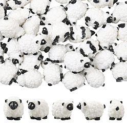 Белый 40 шт. миниатюрные украшения из смоляной овцы, аксессуары для домашнего кукольного домика с микро-ландшафтом, притворяясь опорными украшениями, белые, 25x14.5x15.5 мм