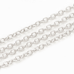 Платинированный Латунные кабельные цепи, пайки, без кадмия, без никеля и без свинца, с катушкой, овальные, Реальная платина, 2x1.7x0.4 мм, около 98.42 футов (30 м) / рулон