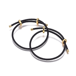 Negro Pulseras ajustables de cable de acero inoxidable 304 haciendo, con cuentas deslizantes de latón y goma, larga duración plateado, dorado, negro, 1-5/8 pulgada ~ 3-1/4 pulgada (4~8.2 cm)