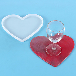 Белый Силиконовые формы, формы для литья смолы, для уф-смолы, изготовление ювелирных изделий из эпоксидной смолы, сердце, белые, 165x188x12 мм, внутренний: 128x181 mm