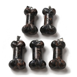 Джаспер Кунжут Натуральный кунжута яшма подвески, Подвески из собачьей кости с платиновыми железными застежками на поручнях, 36~37x19.5~21x11~12.5 мм, отверстие : 7x4 мм