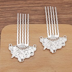 Silver Alloy Hair Comb Finding, for DIY Jewelry Accessories, Crane, Silver, 61mm, 10pcs/set