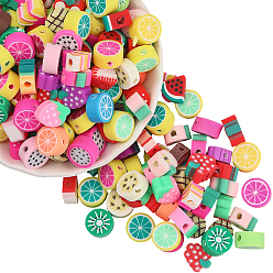 (52) Непрозрачная лаванда 350 шт. фруктовые бусины из полимерной глины ручной работы, разноцветные, 10~11x9~11x4~6 мм, отверстие : 1.5 мм, 350 шт / комплект