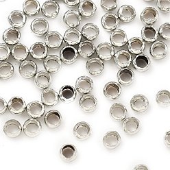 Платина Зажимные бусины из латуни, платина, 3x2 мм, отверстие : 2 мм