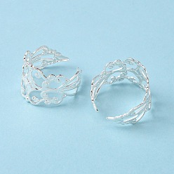 Серебро Манжеты из латуни, филигранные кольца пустым, без свинца и без кадмия, серебряный цвет гальваническим, Размер : шириной около 16 мм , 19 мм внутренним диаметром