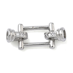 Платина Прямоугольные латунные застежки с микропаве из прозрачных кубических цирконий, без кадмия и без свинца, долговечный, стойки покрытие, платина, 24 мм