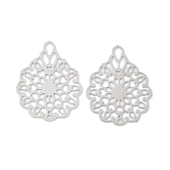 Нержавеющая Сталь Цвет 201 прелести нержавеющей стали, цветок, цвет нержавеющей стали, 14.5x11.5x0.3 мм, отверстие : 2x1 мм