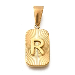 Letter R 304 подвески из нержавеющей стали, прямоугольник с подвеской в виде буквы, реальный 18 k позолоченный, Буква R, 22x12.5x4 мм, отверстие : 8x4 мм