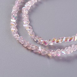 Pink Electroplate Glass Beads Strands, AB Color Plated, Triangle, Pink, 2.2~3x3~4.7x2~3mm, Hole: 0.7mm, about 171~181pcs/strand, 12.4 inch~14.84 inch(31.5~37.7cm)
