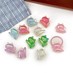 (52) Непрозрачная лаванда Прозрачные акриловые бусины с УФ-покрытием, радужный, формы кошек, разноцветные, 25.5x29.9x18.2 мм, отверстие : 4 мм