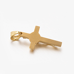 Golden Easter Theme Hot Unisex 201 Stainless Steel Crucifix Cross Pendants, Golden, 30x17x6mm, Hole: 5x5.5mm