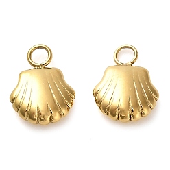 Золотой 304 прелести нержавеющей стали, шарм из ракушек, золотые, 10.5x7.5x3 мм, отверстие : 2 мм
