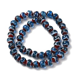 Steel Blue Handmade Lampwork Beads Strands, Round, Steel Blue, 12mm, Hole: 1.8mm, about 42~45pcs/strand, 18.50''~20.87''(47~53cm)