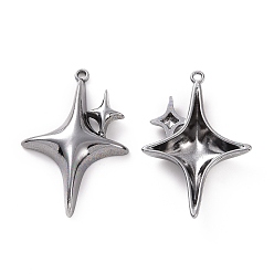 Черный Цвет Металла Стойки подвески обшивки сплава, без кадмия, без свинца и без никеля, звезда очарование, металлический черный , 34x22.5x5 мм, отверстие : 1.4 мм