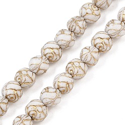 Персиковый Слойка Чешские прессованные стеклянные бусины, роза, розовые, 8 мм, отверстие : 1 мм, около 100 шт / упаковка