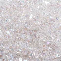 (QTL250) Crystal AB MIYUKI Quarter TILA Beads, Japanese Seed Beads, 2-Hole, (QTL250) Crystal AB, 5x1.2x1.9mm, Hole: 0.8mm, about 2400pcs/50g