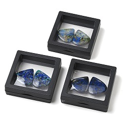 Teardrop Natural Azurite Cabochons, Flat Back, with Floating Thin Film Display Case, Teardrop, 31x28.5x3.5mm