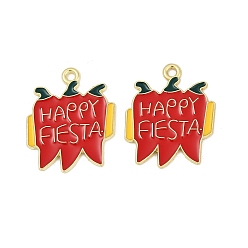 Hot Pepper Подвески из сплава с эмалью на тему Синко де Майо, золотые, острый перец, 24x20x1 мм, отверстие : 1.8 мм