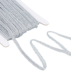 Серебро 1 ленты из металлизированной пряжи, жаккардовая лента, кружевные ленты сороконожка, аксессуары для одежды, серебряные, 1/4 дюйм (7 мм), 25 ярдов / карта
