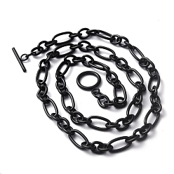 Electrophoresis Black 304 из нержавеющей стали Figaro цепи ожерелья, ионное покрытие (ip), электрофорез черный, 20.59 дюйм (52.3 см)