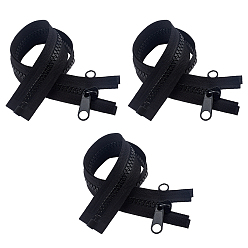 Black Resin Zipper, with Polyester Cloth, Garment Accessories, Black, 60x3.7cm
