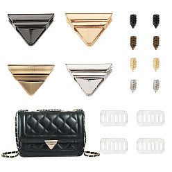 (52) Непрозрачная лаванда 4 сумки 4 цвета цинковый сплав закручивающиеся застежки-защелки для сумок, треугольные, аксессуары для кошелька diy bag, разноцветные, 3.2x4.6 см, 1 сумка / цвет