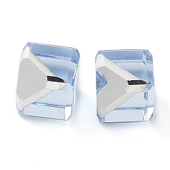 Светло-Голубой K9 стеклянные имитации австрийских хрустальных бусин, без отверстия , квадратный, Небесно-голубой, 6x6x6 мм