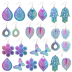Mixed Color DIY Earring Making, with 201 Stainless Steel Pendants and Brass Earring Hooks, Mixed Shape, Mixed Color, 74x72x17mm