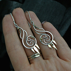 Платина Серьги-подвески из спирального сплава, платина, 60 мм