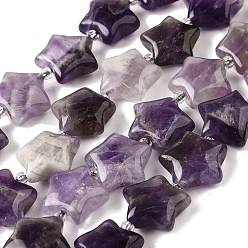 Аметист Нити бусин из натурального аметиста и кварца, звезда, с бисером, 15~16.5x16~16.5x7 мм, отверстие : 0.7~1 мм, около 25 шт / нитка, 15.67~15.75'' (39.8~40 см)