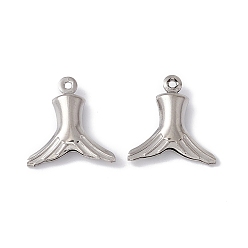 Couleur Acier Inoxydable Pendentifs en acier inoxydable anti-ternissement, breloques en queue de poisson, couleur inox, 304mm, Trou: 15x14.5x4mm