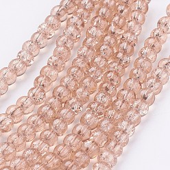 BurlyWood Spray Painted Crackle Glass Beads Strands, Round, BurlyWood, 4mm, Hole: 1.1~1.3mm, about 200pcs/strand, 31.4 inch