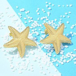 Морская звезда Латунные серьги-гвоздики для женщин, золотые, морская звезда, 30x32 мм
