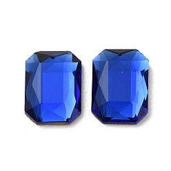 Черный Прозрачные стеклянные кабошоны, граненые, прямоугольные, чёрные, 14x10x3.5 мм