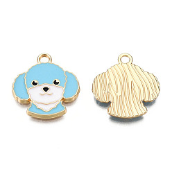 Темно-Голубой Подвески из эмали и сплава, золотой свет, собака, глубокое синее небо, 18x17x1.5 мм, отверстие : 2 мм