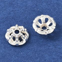 Silver Alloy Flower Bead Caps & Cones, Silver Color Plated, 9x4mm, Hole: 1mm