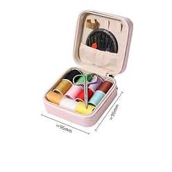 Pink Наборы инструментов для вязания своими руками, включая провод, нитевдеватель, игла, наперсток, ножницы, розовые, 9.6x9.6 см