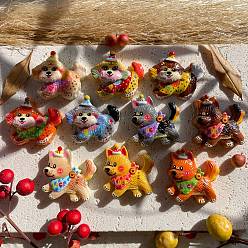 Собака Непрозрачные кабошоны из смолы, cmешанных цветов, собака, 24.5~27x26.5~28.5x9~10 мм