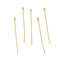 Настоящее золото 18K 304 штыри для шариковой головки из нержавеющей стали, реальный 18 k позолоченный, 34x0.6 мм, Руководитель: 1.9 mm
