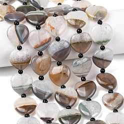Сердце Природный агат бисер нитей, окрашенная и подогревом, верблюжие, с бисером, сердце, 19.5~20x19.5~20.5x7~7.5 мм, отверстие : 1.5 мм, около 19 шт / нитка, 16.85''~16.93'' (42.8~43 см)