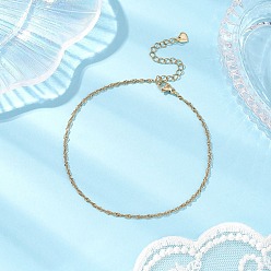 Золотой 304 браслеты на ногу из нержавеющей стали с цепочкой «Сингапур», золотые, 9-1/8 дюйм (230 мм)