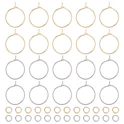 Золотой & Цвет Нержавеющей Стали 120 шт. 2 цвет 316 фурнитура для сережек-колец из хирургической нержавеющей стали, кольца для бокалов вина, с 240 шт. 304 соединительными кольцами из нержавеющей стали, золотые и нержавеющая сталь цвет, 21 датчик, 15x0.7 мм, 60 шт / цвет