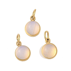 Опал Ионное покрытие (ip) опаловые полукруглые подвески с соединительным кольцом, золотистый тон 316 подвески из хирургической нержавеющей стали, 7.5x6x3.5 мм, отверстие : 2.5 мм